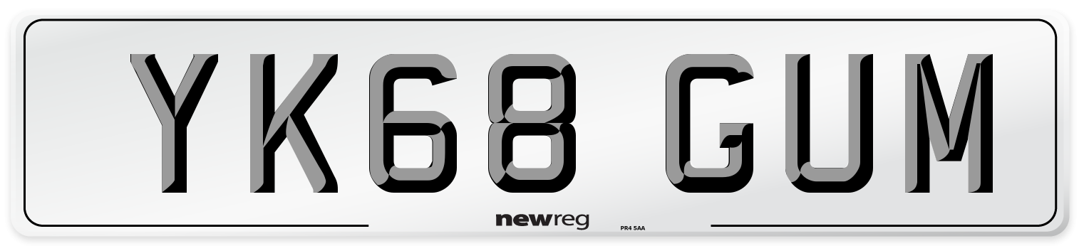 YK68 GUM Number Plate from New Reg